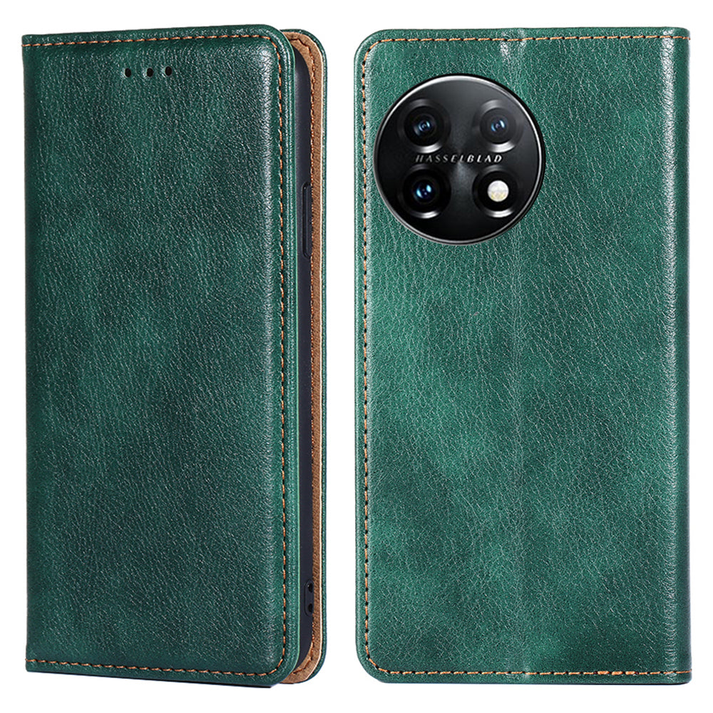 Magnetic Phone Case For OnePlus 11 5G PU Leather Protective Anti-scratch Cell Phone Cover with Wallet Stand
