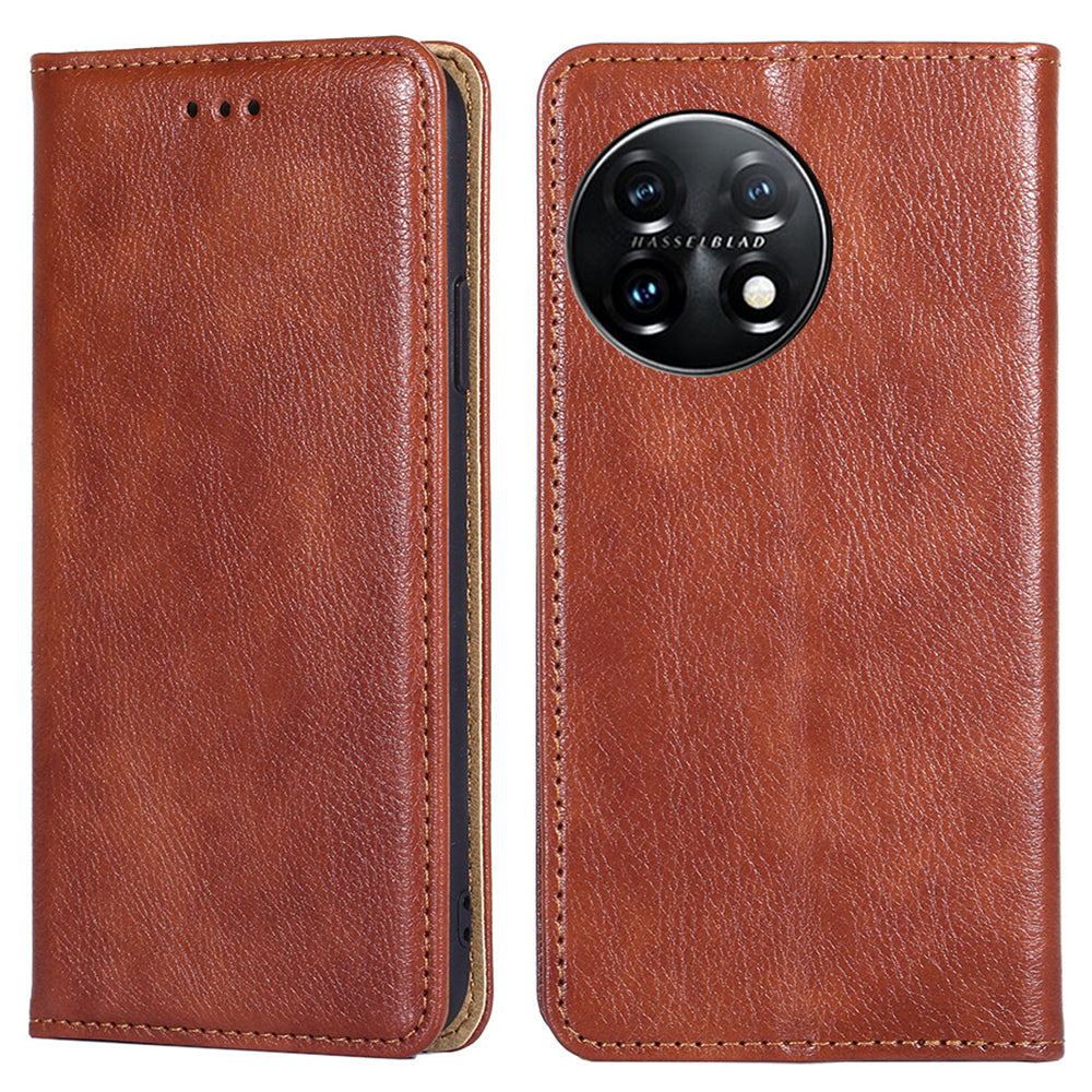 Magnetic Phone Case For OnePlus 11 5G PU Leather Protective Anti-scratch Cell Phone Cover with Wallet Stand