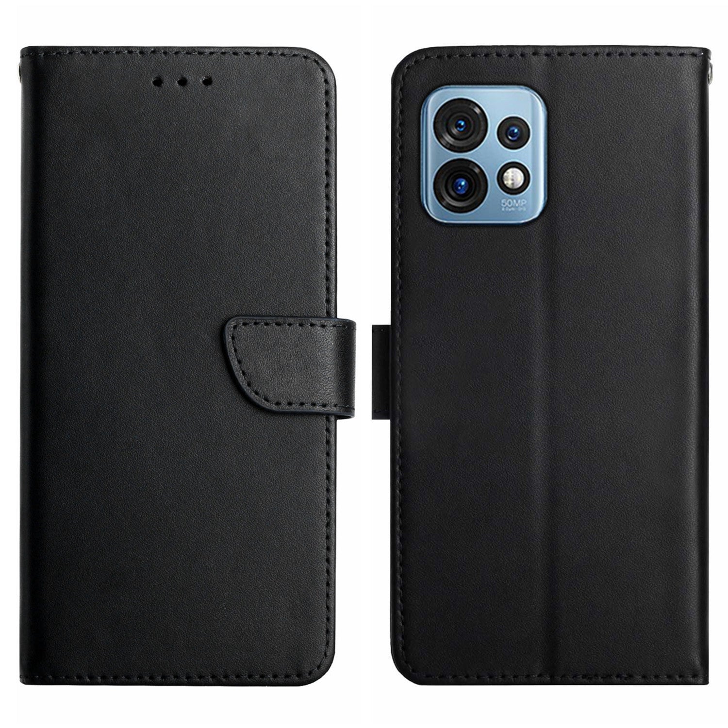 HT02 For Motorola Edge (2023) Edge 40 Pro 5G Moto X40 5G Genuine Leather Phone Case Nappa Texture Wallet Stand Cover