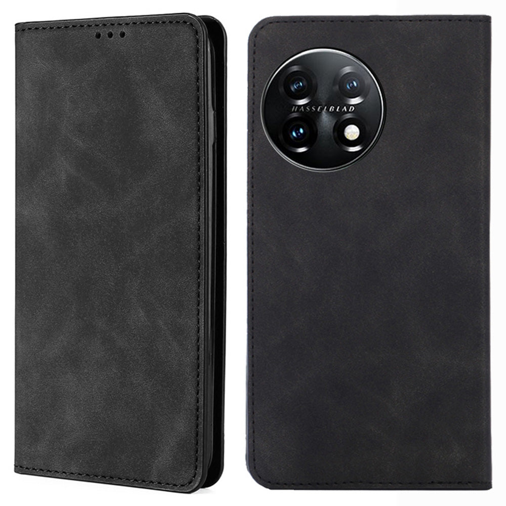 For OnePlus 11 5G Shockproof Cell Phone Cover Card Slot Stand Skin-friendly Flip Leather Phone Case