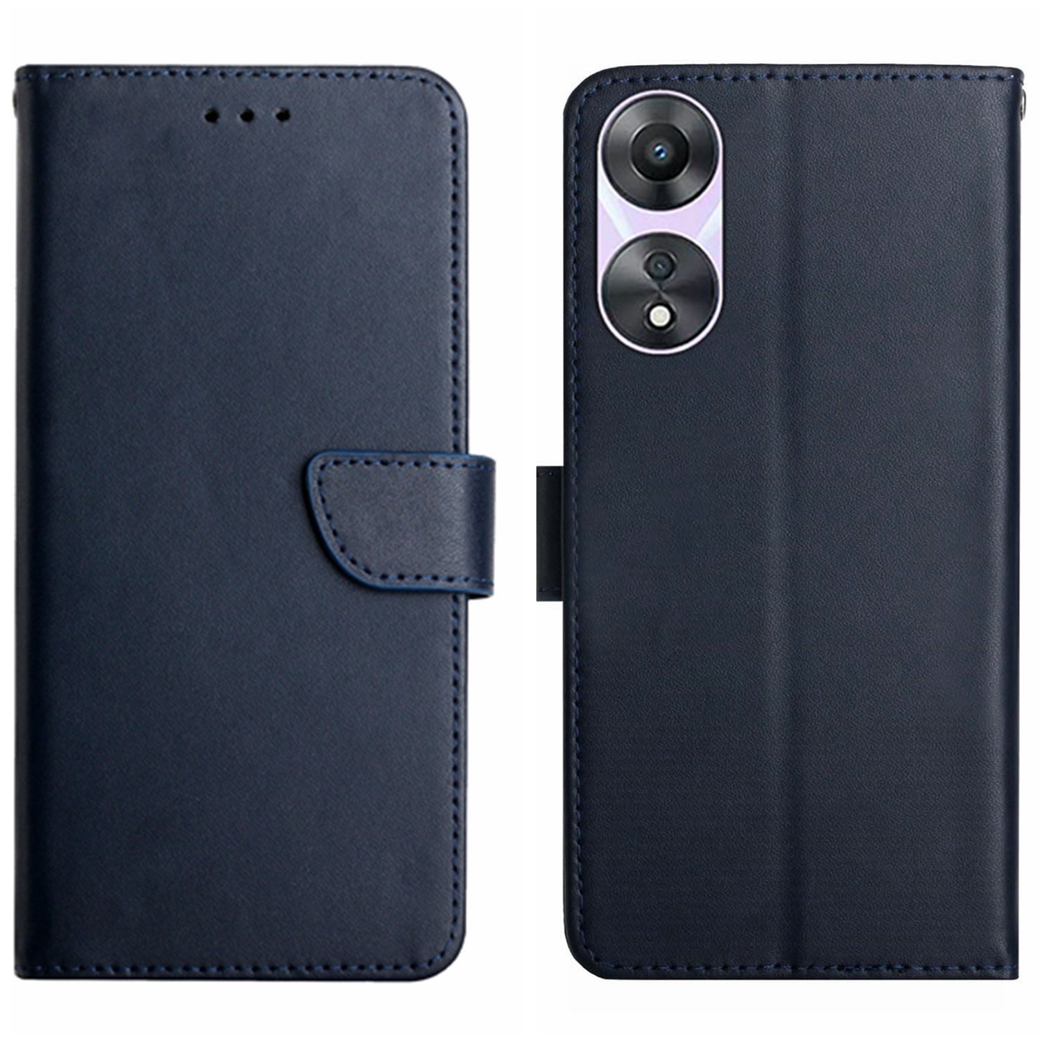 HT02 For Oppo Reno8 T 4G Nappa Texture Genuine Leather Phone Case Wallet Stand Flip Shell