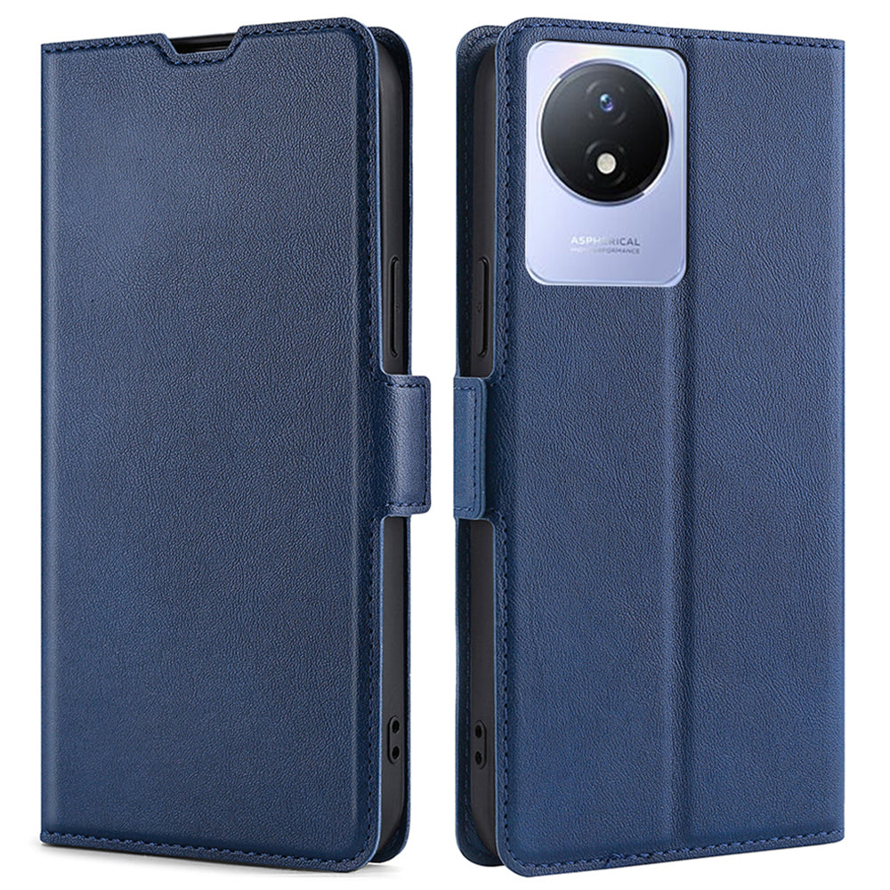 For vivo Y02 4G PU Leather Stand Cover Ultra Slim Shockproof Phone Case with Card Slot