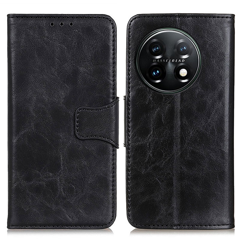 For OnePlus 11 5G Crazy Horse Texture Phone Case Wallet Stand Split Leather Cell Phone Cover