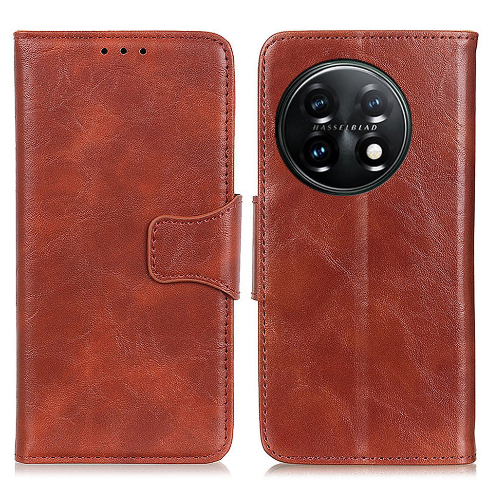 For OnePlus 11 5G Crazy Horse Texture Phone Case Wallet Stand Split Leather Cell Phone Cover
