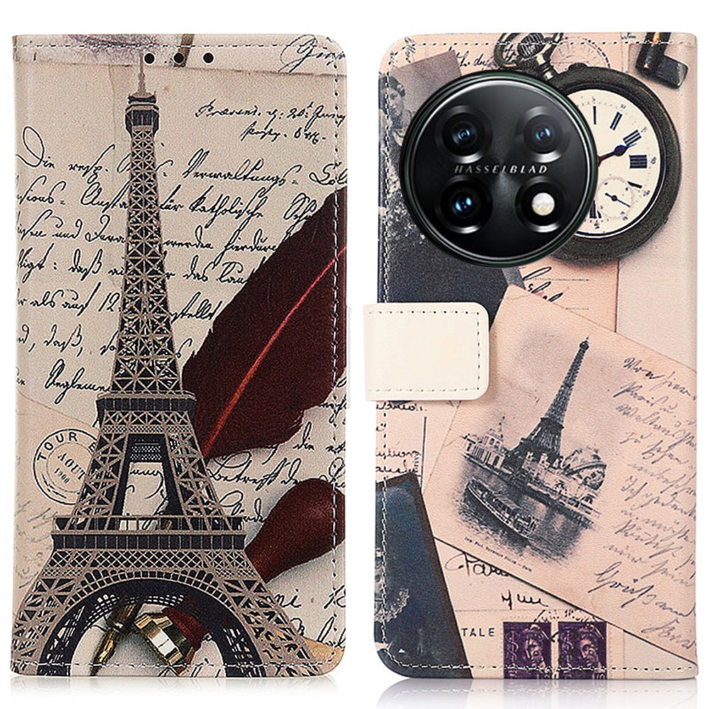 For OnePlus 11 5G Pattern Printing Phone Case PU Leather Stand Wallet Flip Cover