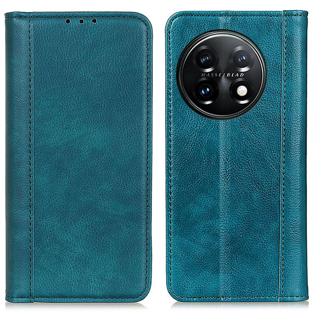 For OnePlus 11 5G Split Leather Stand Phone Case Litchi Texture Wallet Protection Cover