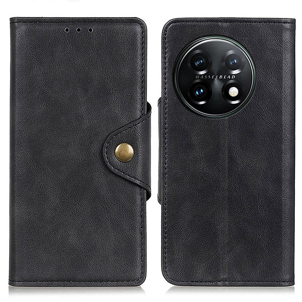 Flip Cover for OnePlus 11 5G Magnetic Brass Buckle PU Leather Wallet Cover Stand Phone Case