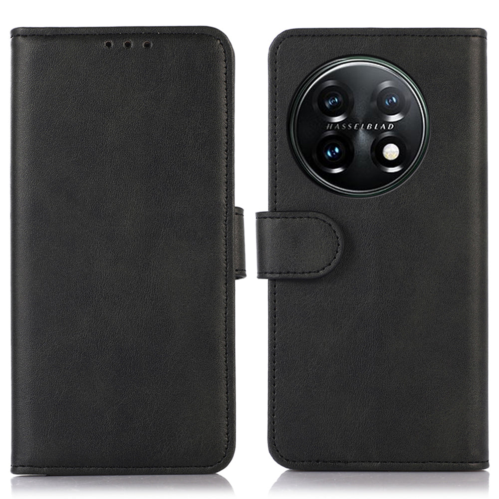 For OnePlus 11 5G Cowhide Texture PU Leather Stand Case Anti-drop Phone Wallet Cover