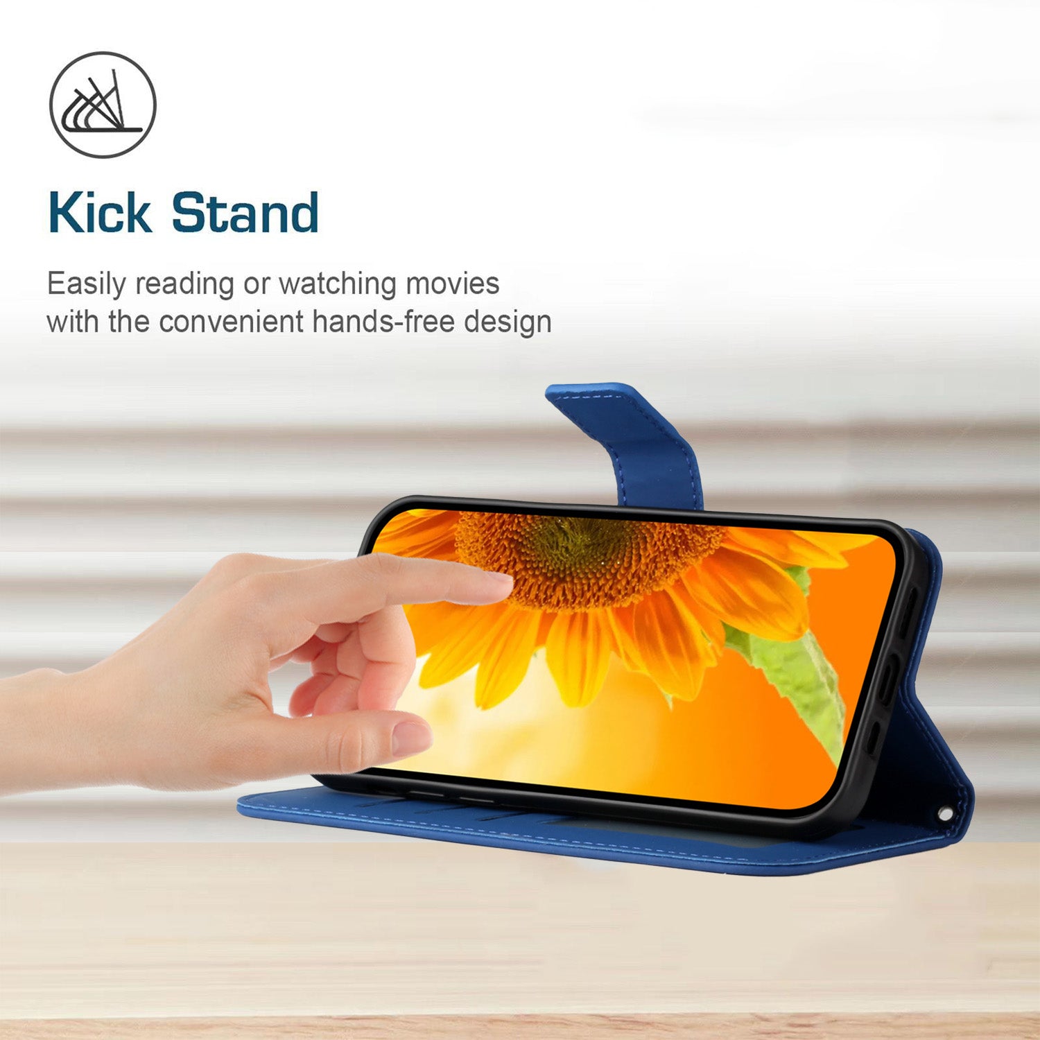 HT04 Flip Cover for Motorola Moto G23 4G G13 4G Shockproof Sunflower Imprinted Stand Wallet PU Leather Case with Shoulder Strap