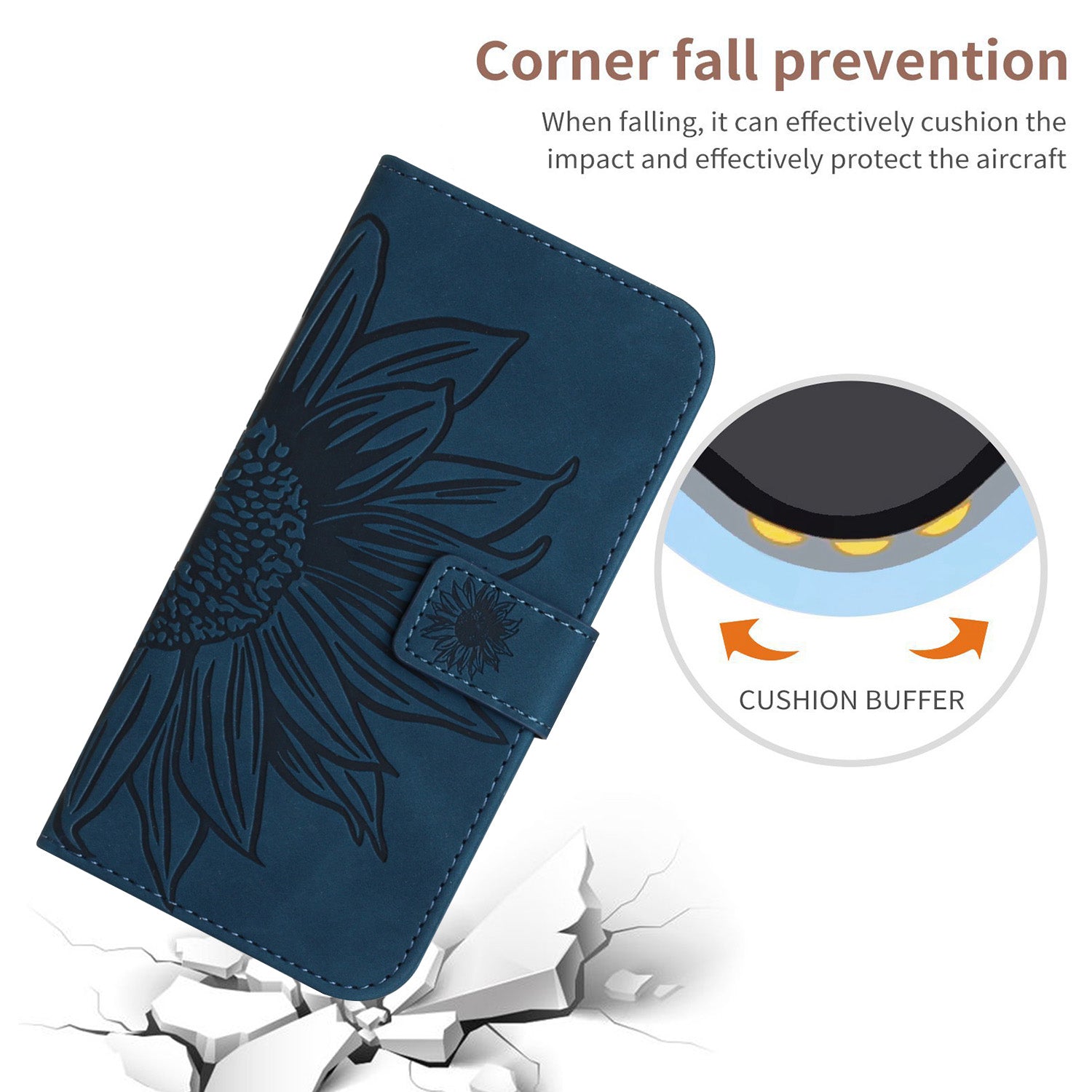 HT04 Flip Cover for Motorola Moto G23 4G G13 4G Shockproof Sunflower Imprinted Stand Wallet PU Leather Case with Shoulder Strap