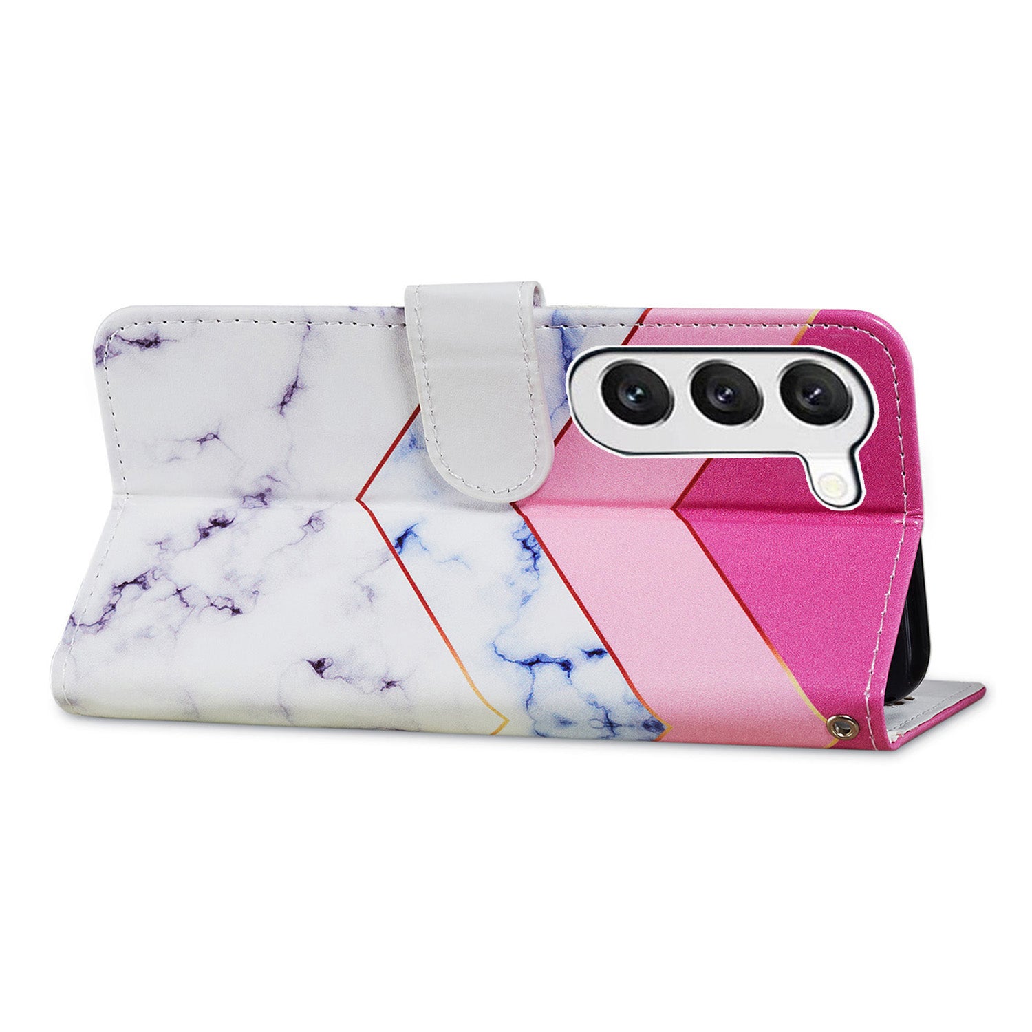 For Samsung Galaxy S23 Anti-fall PU Leather Cover Pattern Printing Wallet Stand Protective Phone Case with Strap