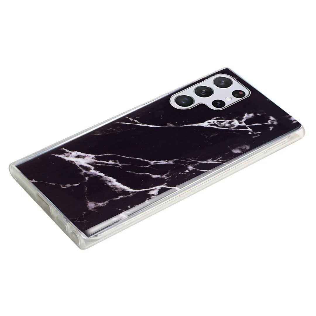 For Samsung Galaxy S23 Ultra IMD Marble Pattern Anti-collision TPU Case Back Protector Phone Cover