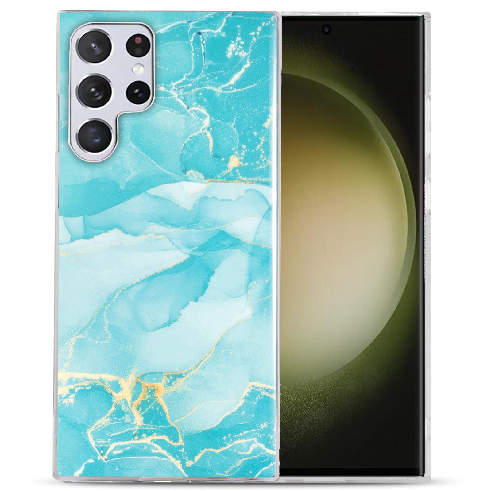 For Samsung Galaxy S23 Ultra IMD Marble Pattern Anti-collision TPU Case Back Protector Phone Cover