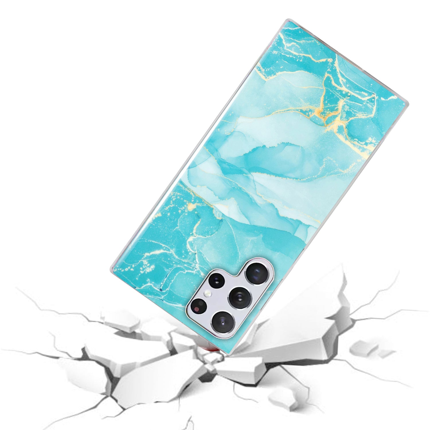For Samsung Galaxy S23 Ultra IMD Marble Pattern Anti-collision TPU Case Back Protector Phone Cover