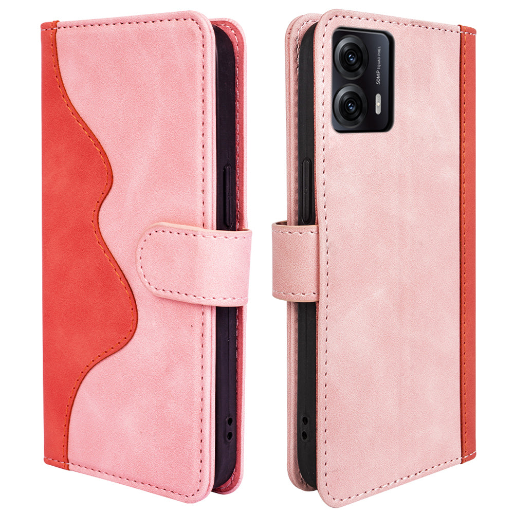 For Motorola Moto G53 5G Mobile Case Dual Color Splicing Anti-scratch PU Leather Wallet Phone Stand Cover