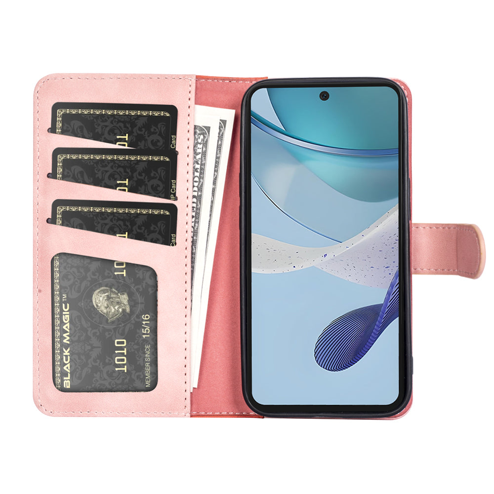 For Motorola Moto G53 5G Mobile Case Dual Color Splicing Anti-scratch PU Leather Wallet Phone Stand Cover