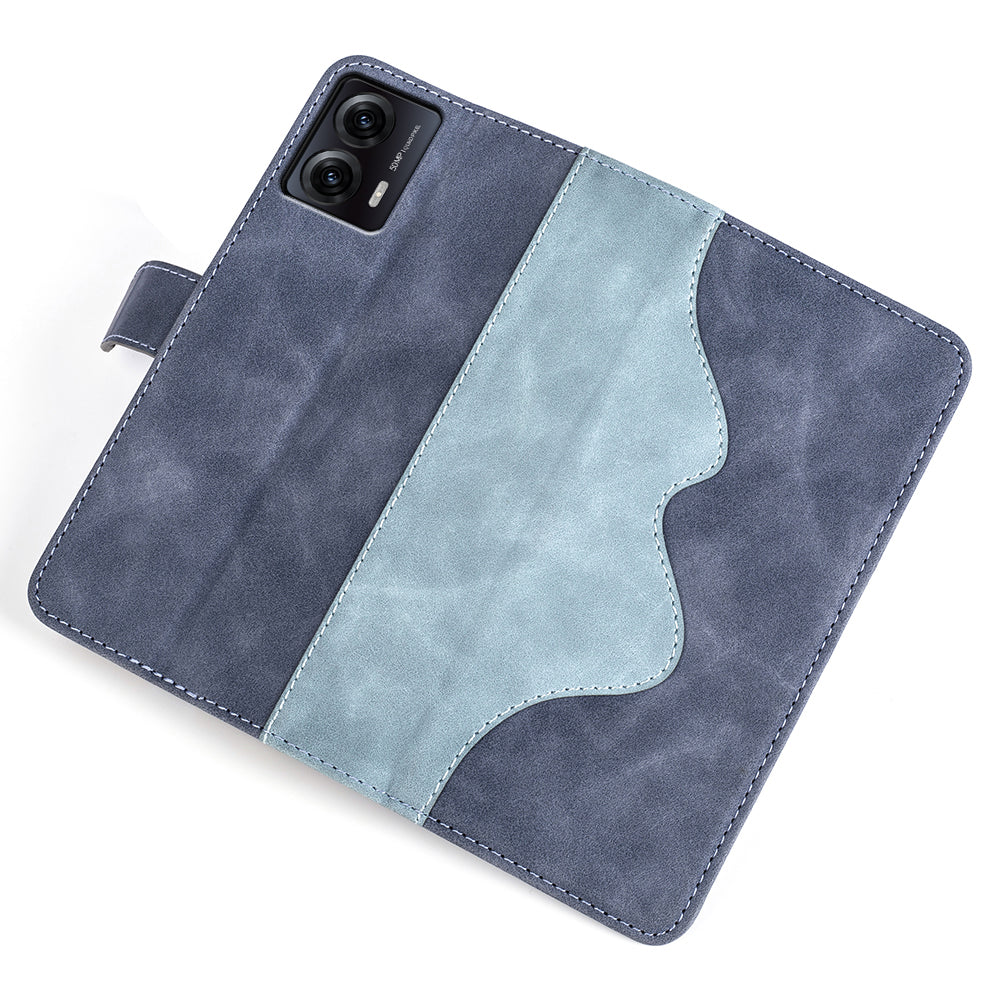 For Motorola Moto G53 5G Mobile Case Dual Color Splicing Anti-scratch PU Leather Wallet Phone Stand Cover