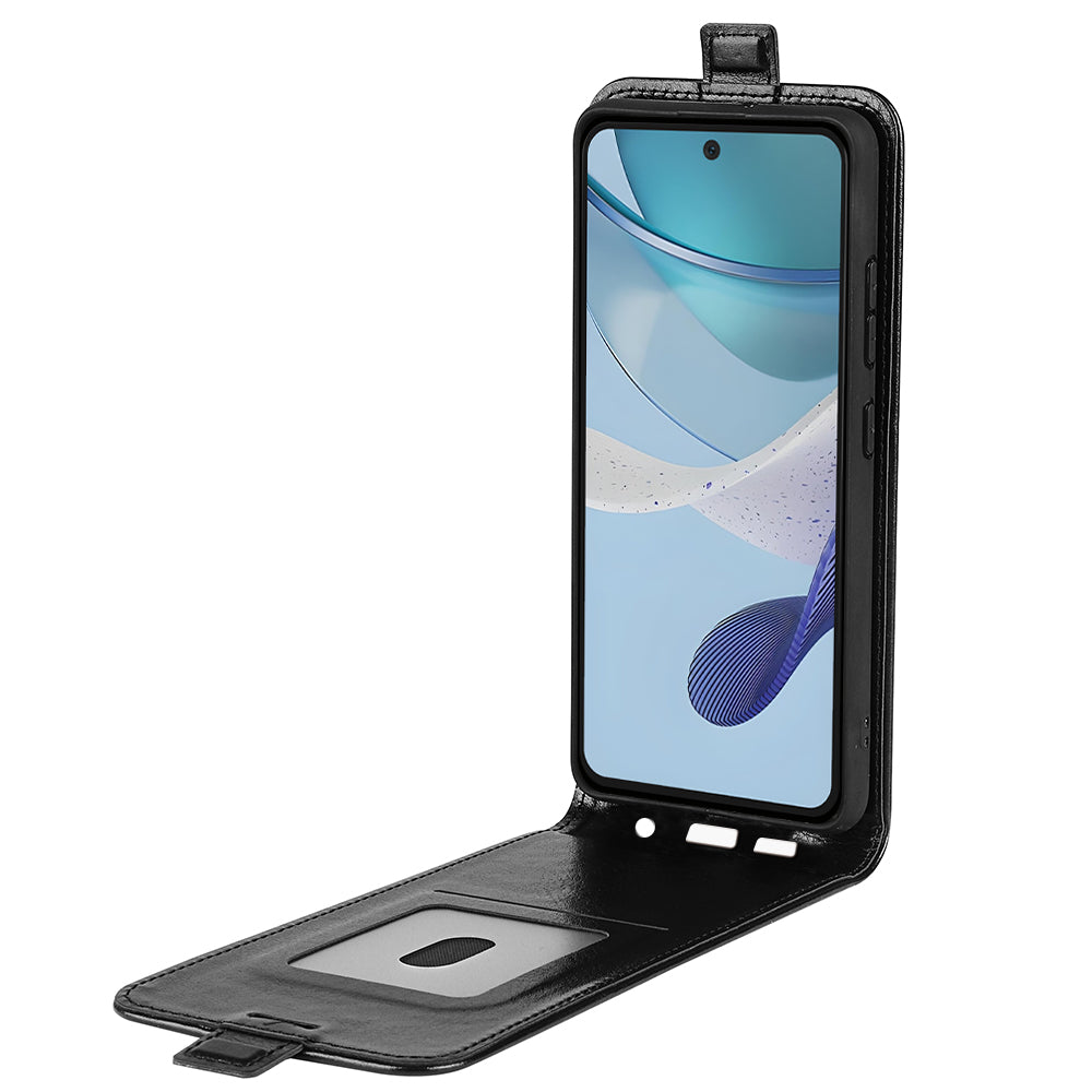 For Motorola Moto G53 5G Crazy Horse Texture PU Leather Card Holder Phone Case Vertical Flip Anti-drop Cover