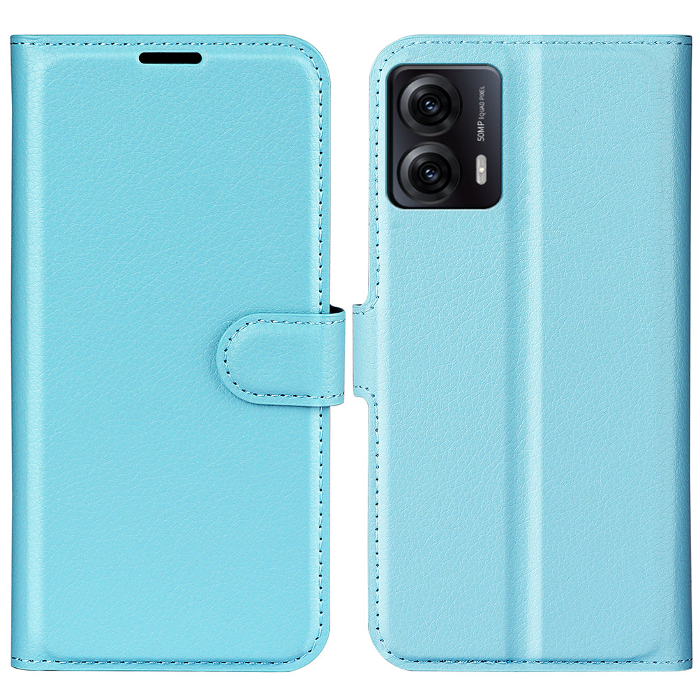 For Motorola Moto G53 5G Phone Protective Cover Litchi Texture PU Leather Flip Stand Wallet Case
