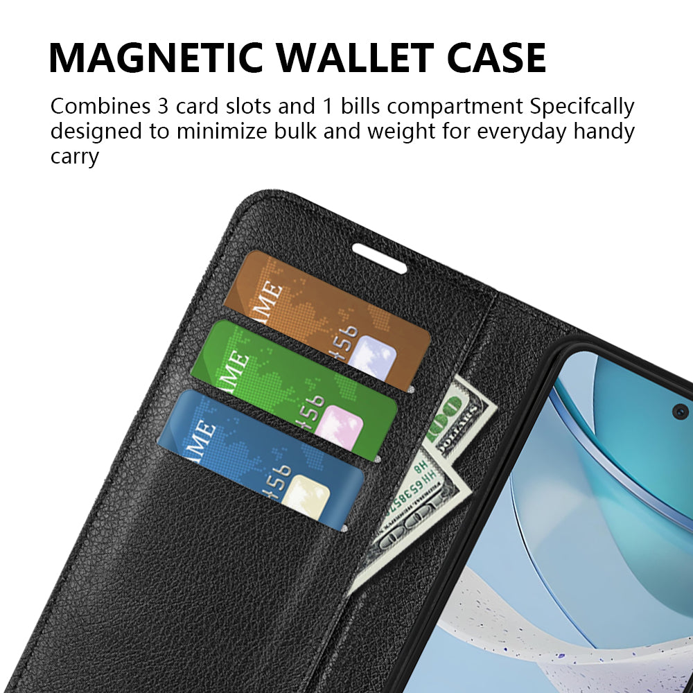For Motorola Moto G53 5G Phone Protective Cover Litchi Texture PU Leather Flip Stand Wallet Case