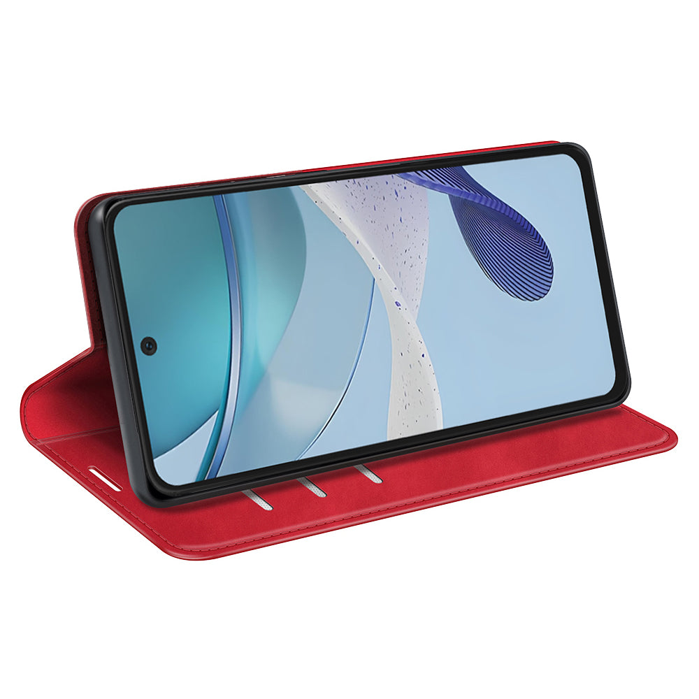 For Motorola Moto G53 5G Skin-touch Feeling Magnetic Auto-absorbed Wallet Case PU Leather Flip Stand Phone Cover