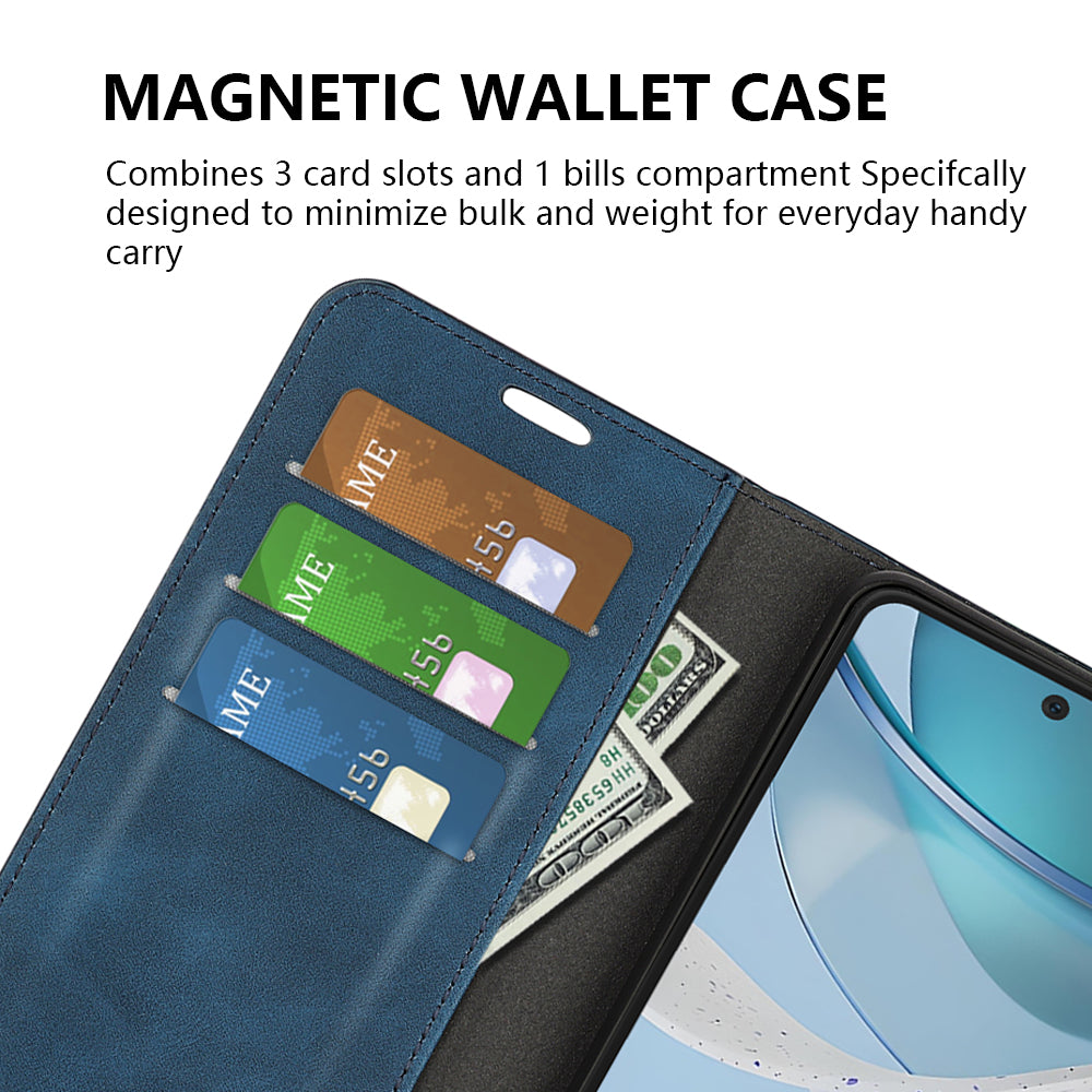 For Motorola Moto G53 5G Skin-touch Feeling Magnetic Auto-absorbed Wallet Case PU Leather Flip Stand Phone Cover