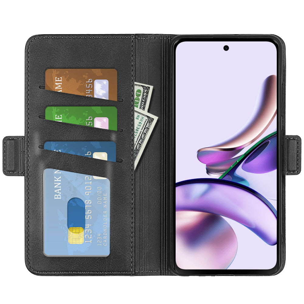 For Motorola Moto G13 4G Calf Texture PU Leather Wallet Phone Case Protective Cover with Stand