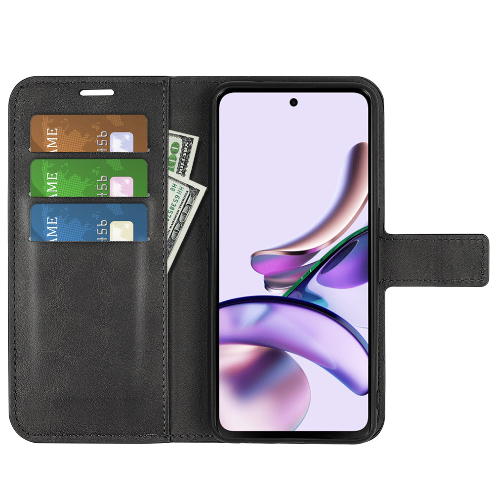 For Motorola Moto G13 4G Shockproof Phone Case PU Leather Stand Wallet Calf Texture Square Clasp Cover
