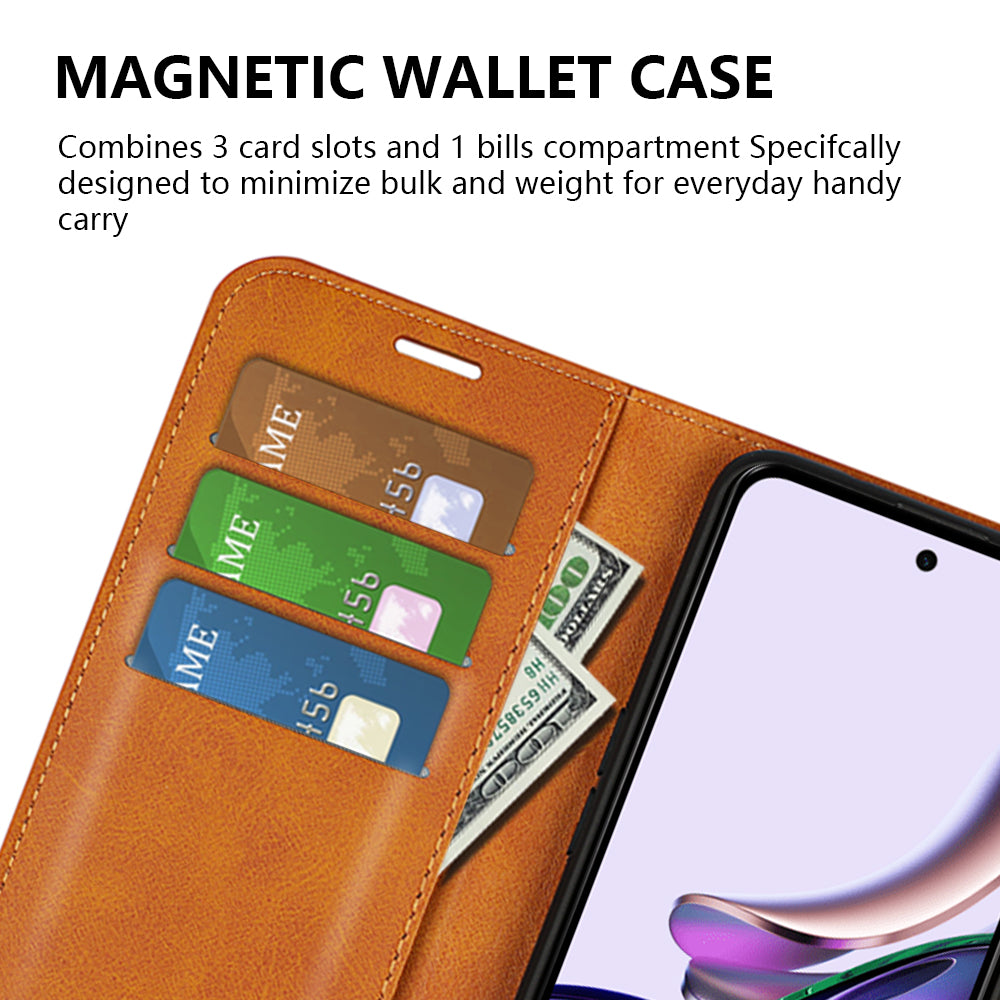 For Motorola Moto G13 4G Shockproof Phone Case PU Leather Stand Wallet Calf Texture Square Clasp Cover