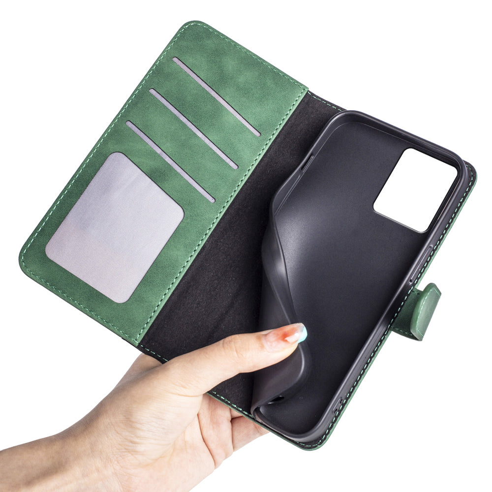 For Motorola Moto G13 4G Dual Color Splicing Phone Case PU Leather Wallet Shockproof Stand Cover