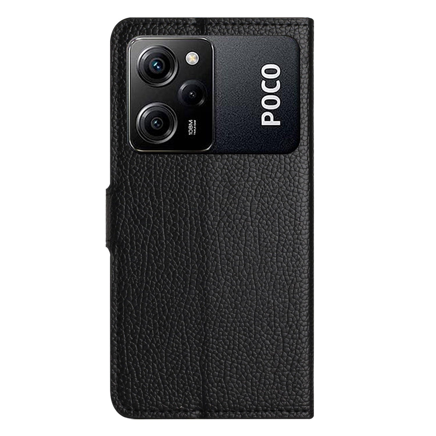 For Xiaomi Poco X5 Pro 5G/Redmi Note 12 Pro Speed 5G/Note 12 Pro 5G Litchi Texture Phone Case PU Leather Stand Wallet Cover - Black