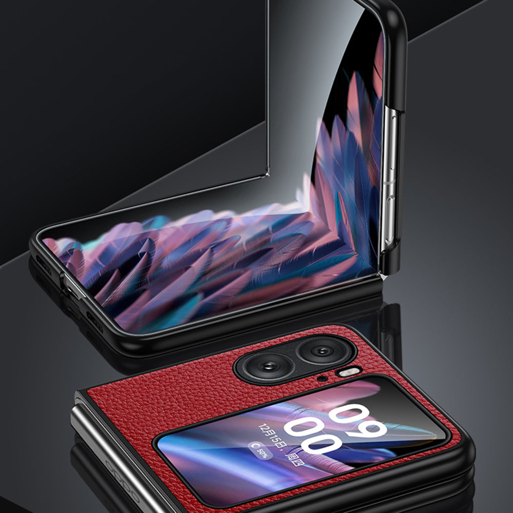 SULADA for Oppo Find N2 Flip 5G Ultra-thin Electroplating Cover Litchi Texture PU Leather Coated PC TPU Phone Case