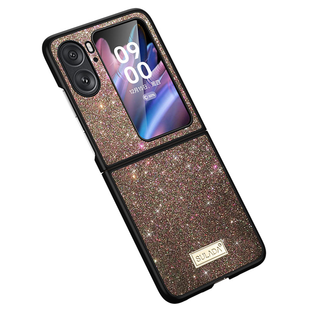 SULADA For Oppo Find N2 Flip 5G PU Leather Coated PC TPU Anti-drop Phone Case Glitter Sequins Anti-scratch Cover