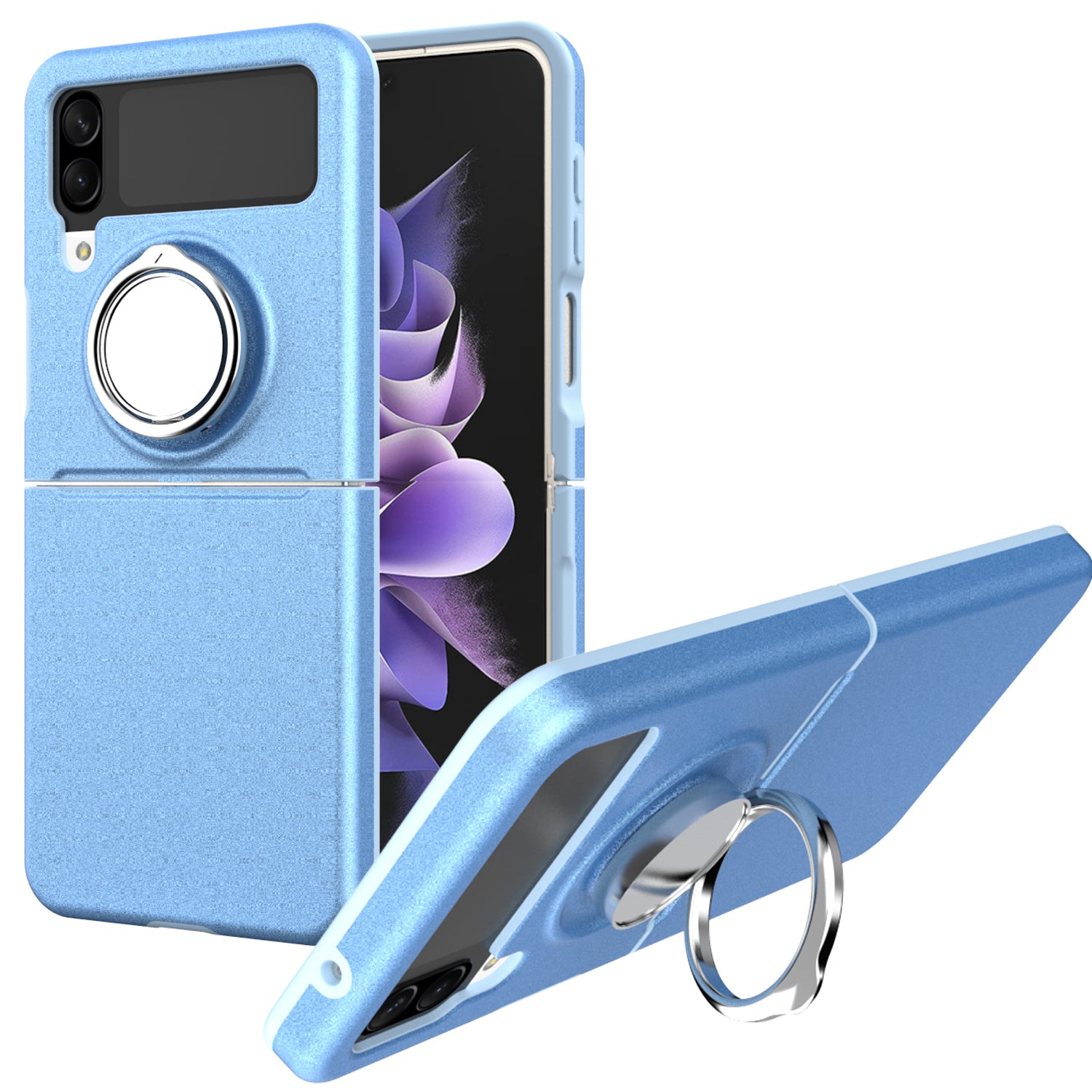 GW19 For Samsung Galaxy Z Flip4 5G Ring Kickstand TPU Phone Case Anti-drop Protection Cover