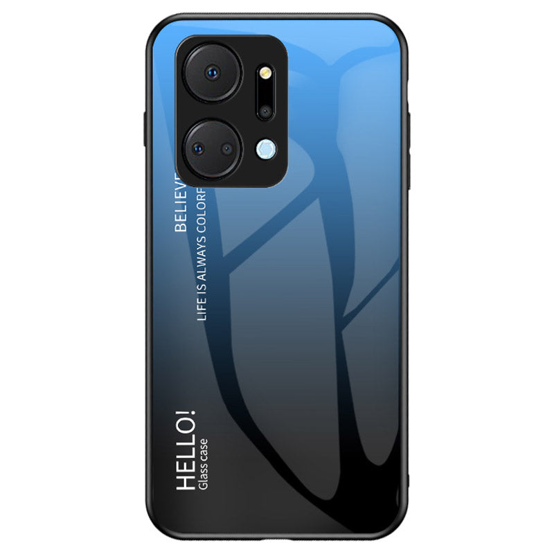 Gradient Color Phone Case for Honor X7a 5G Tempered Glass PC TPU Phone Cover