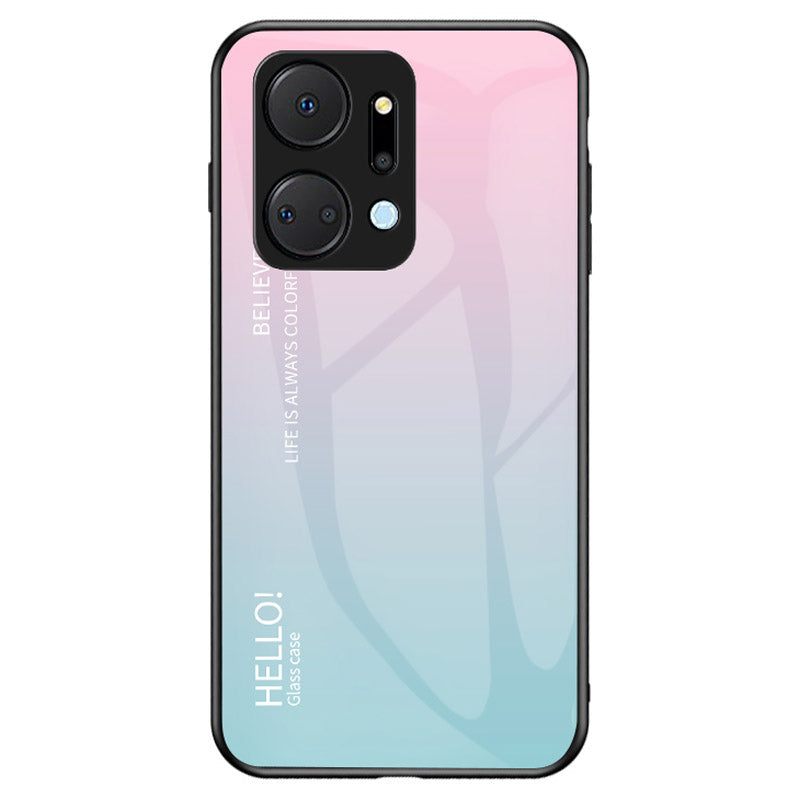 Gradient Color Phone Case for Honor X7a 5G Tempered Glass PC TPU Phone Cover