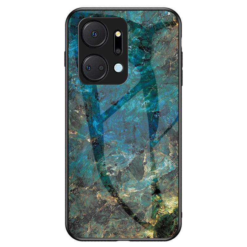 Cell Phone Case for Honor X7a 5G Marble Pattern Tempered Glass PC TPU Phone Cover