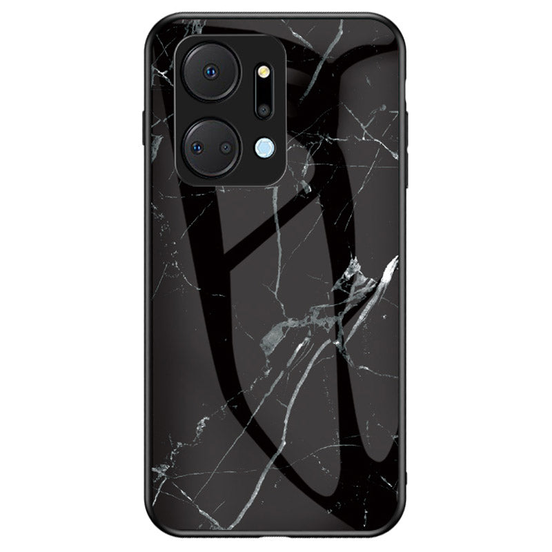 Cell Phone Case for Honor X7a 5G Marble Pattern Tempered Glass PC TPU Phone Cover