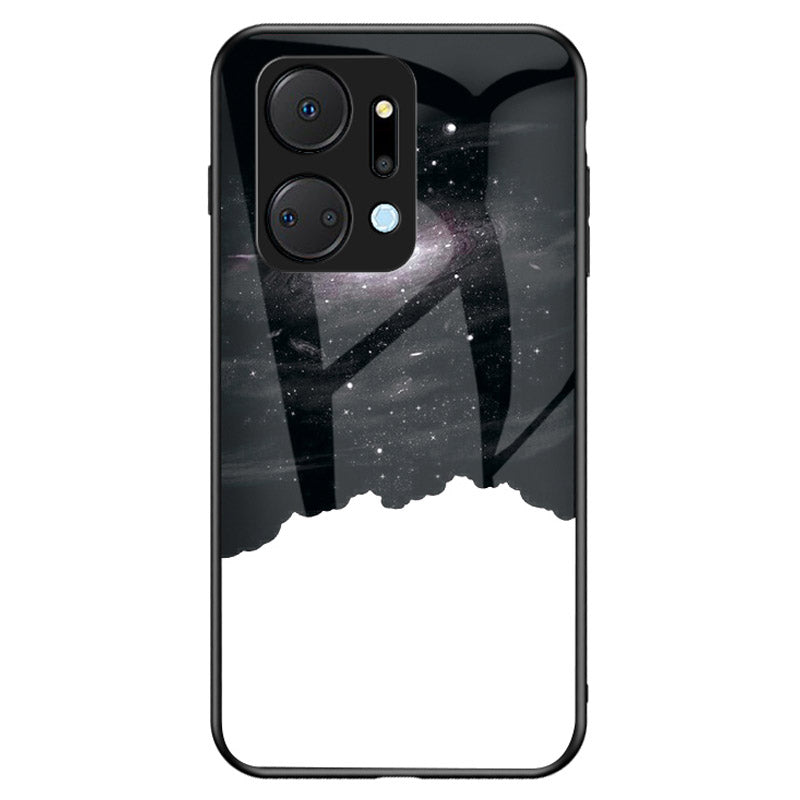 Mobile Phone Case for Honor X7a 5G Starry Sky Pattern Tempered Glass PC TPU Smartphone Cover