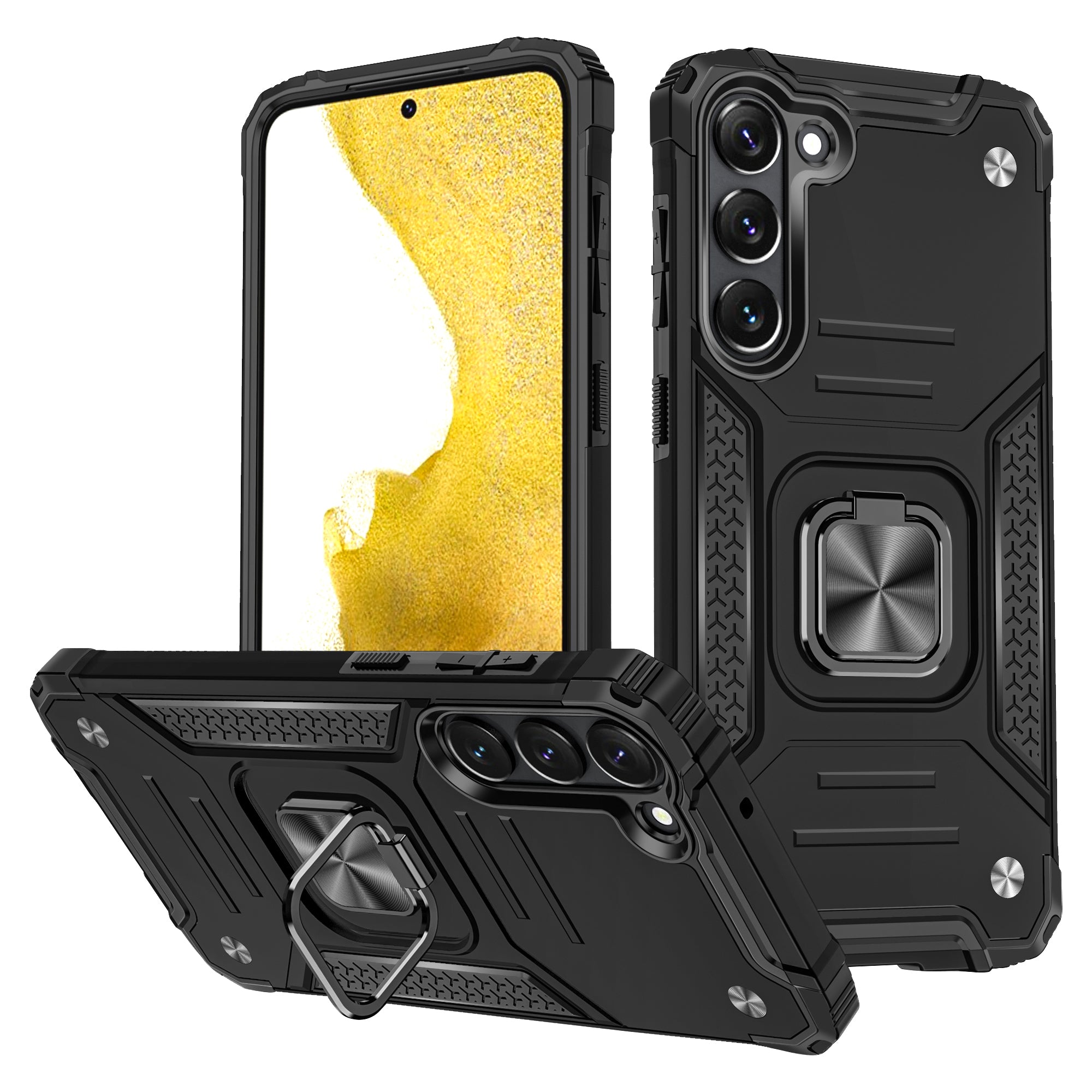 Ring Kickstand Phone Case for Samsung Galaxy S23 Car Mount Metal Sheet Phone Cover