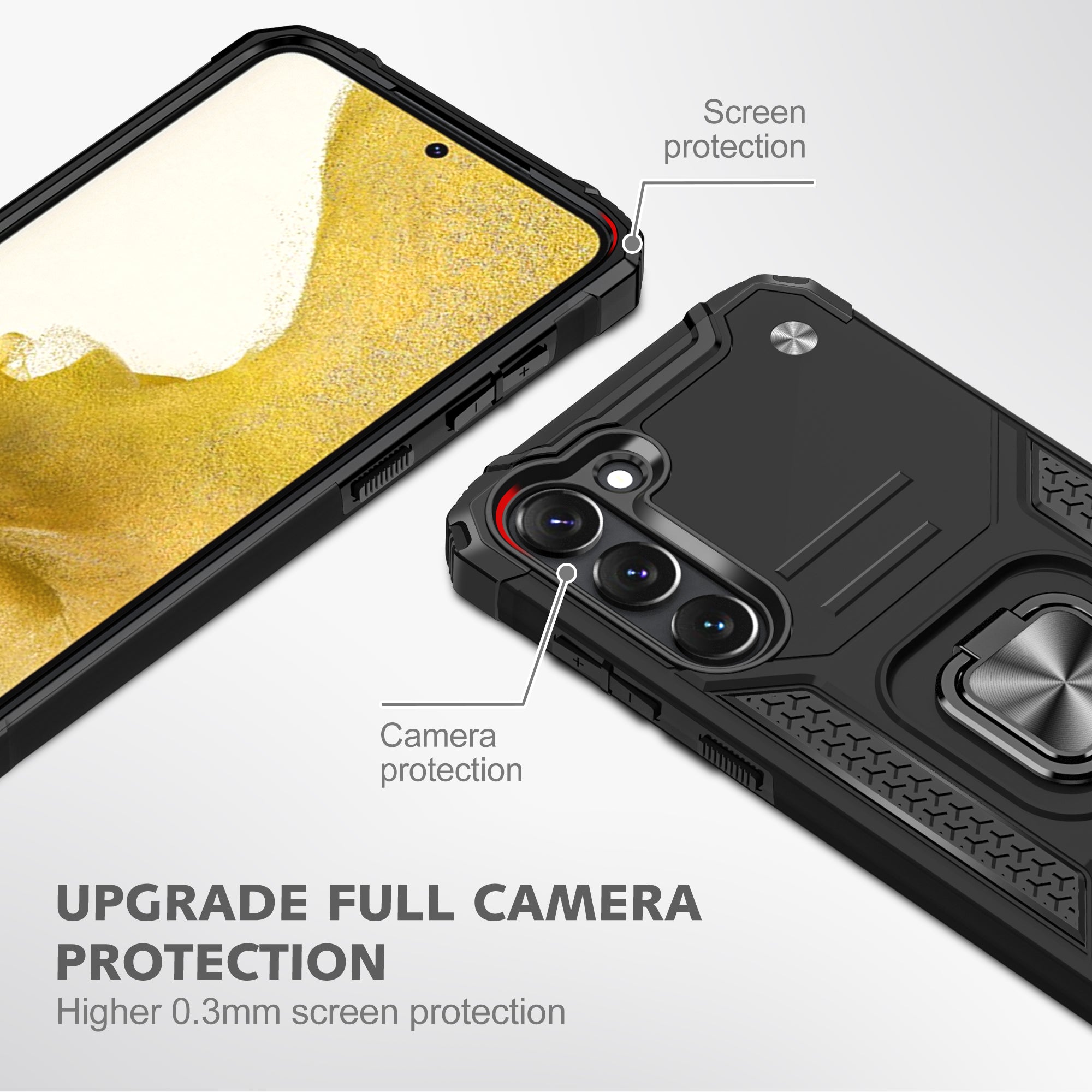 Ring Kickstand Phone Case for Samsung Galaxy S23 Car Mount Metal Sheet Phone Cover