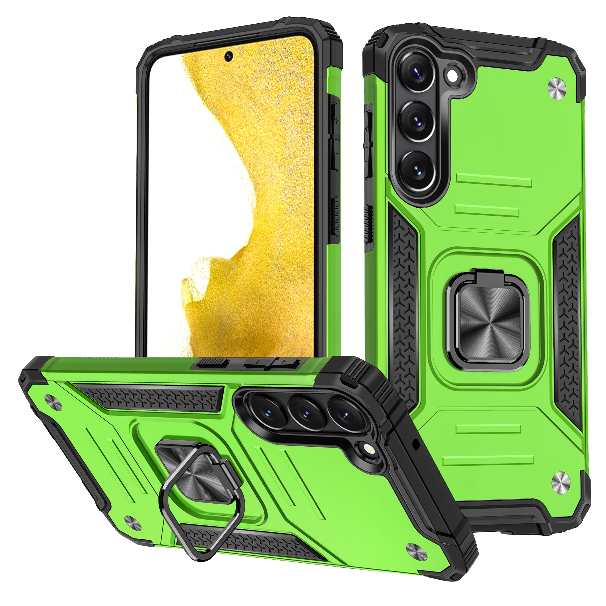 Ring Kickstand Phone Case for Samsung Galaxy S23 Car Mount Metal Sheet Phone Cover
