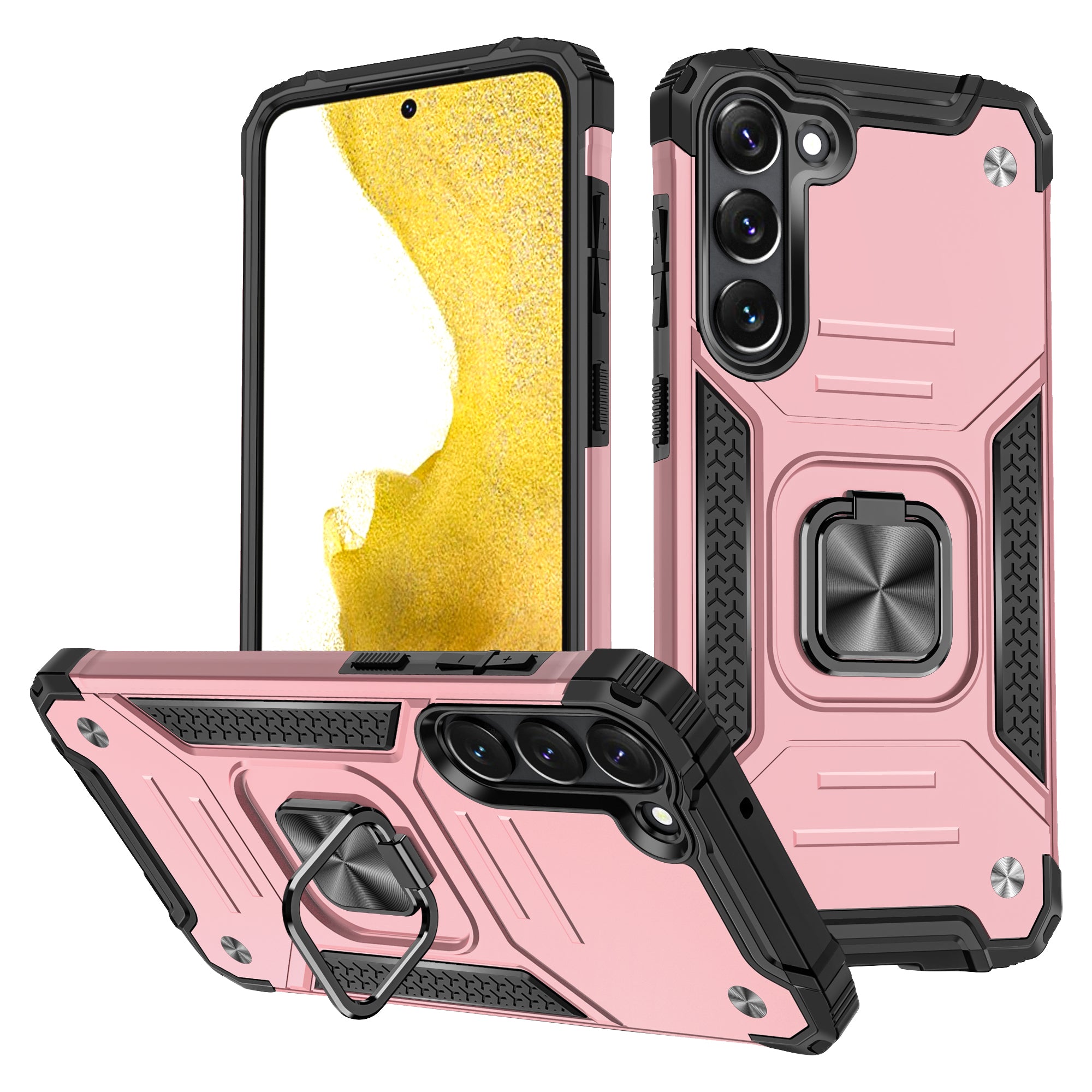 Ring Kickstand Phone Case for Samsung Galaxy S23 Car Mount Metal Sheet Phone Cover