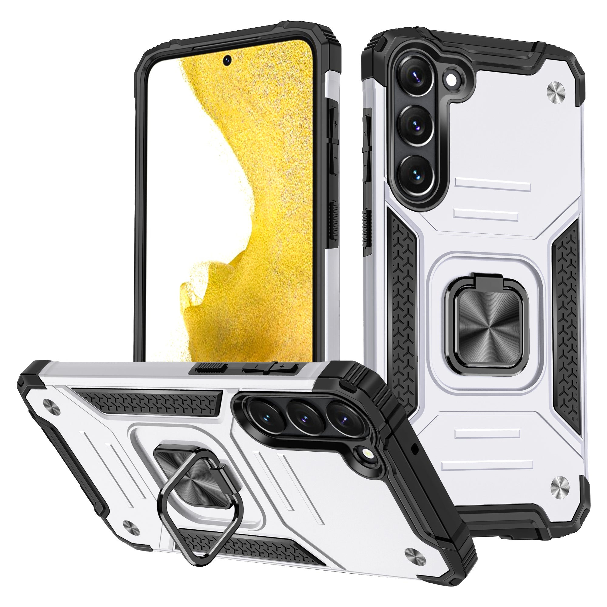 Ring Kickstand Phone Case for Samsung Galaxy S23 Car Mount Metal Sheet Phone Cover