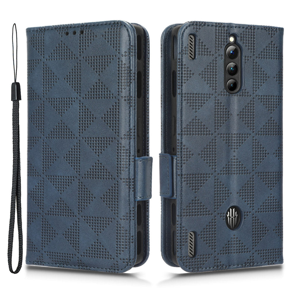 For ZTE nubia Red Magic 8 Pro 5G Magic 8 Pro 5G Phone Case PU Leather Imprinted Triangle Pattern Stand Phone Cover with Wallet