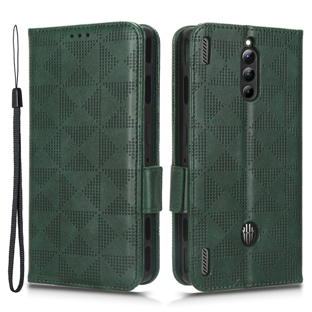 For ZTE nubia Red Magic 8 Pro 5G Magic 8 Pro 5G Phone Case PU Leather Imprinted Triangle Pattern Stand Phone Cover with Wallet
