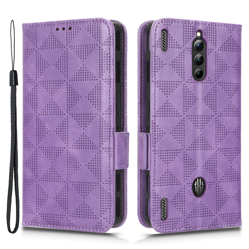 For ZTE nubia Red Magic 8 Pro 5G Magic 8 Pro 5G Phone Case PU Leather Imprinted Triangle Pattern Stand Phone Cover with Wallet