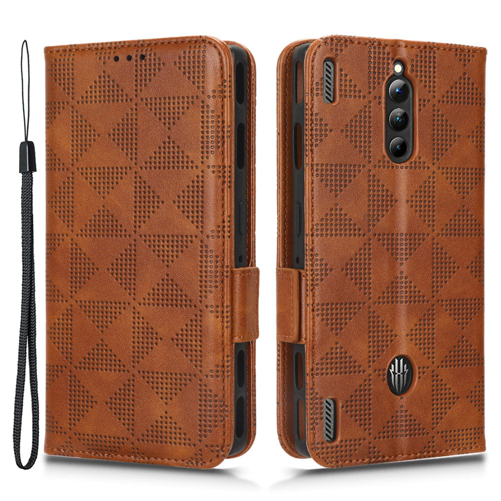 For ZTE nubia Red Magic 8 Pro 5G Magic 8 Pro 5G Phone Case PU Leather Imprinted Triangle Pattern Stand Phone Cover with Wallet