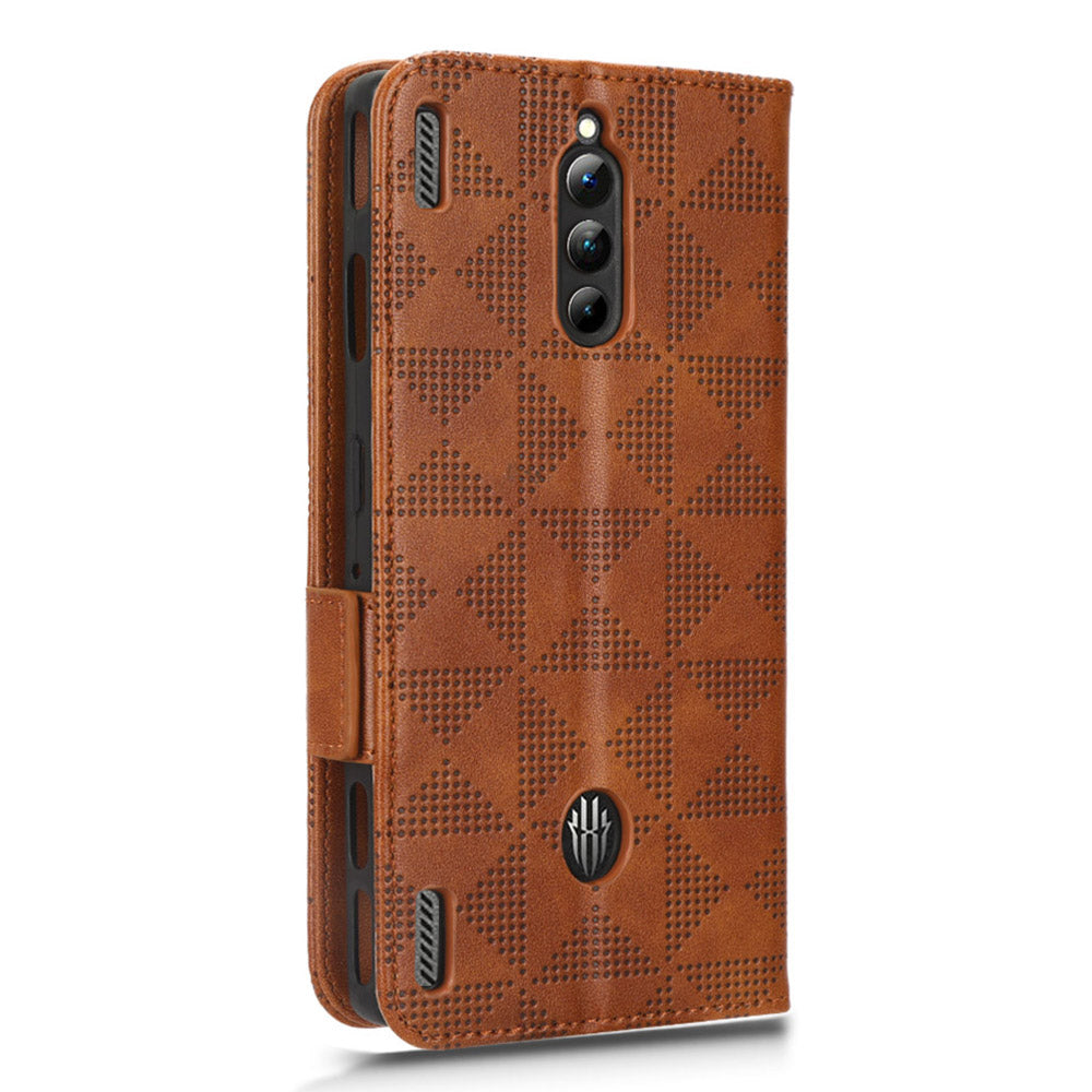 For ZTE nubia Red Magic 8 Pro 5G Magic 8 Pro 5G Phone Case PU Leather Imprinted Triangle Pattern Stand Phone Cover with Wallet