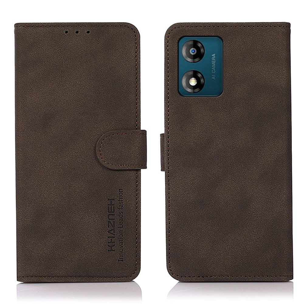 KHAZNEH Anti-drop Leather Phone Case for Motorola Moto E13 4G Textured Stand Wallet Protective Phone Cover